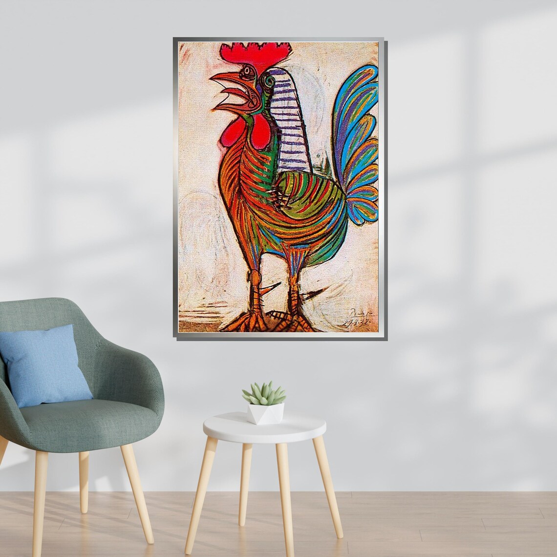 Pablo Picasso Colorful Rooster 1938 Cubist Modern Animal Art Print - Image 3