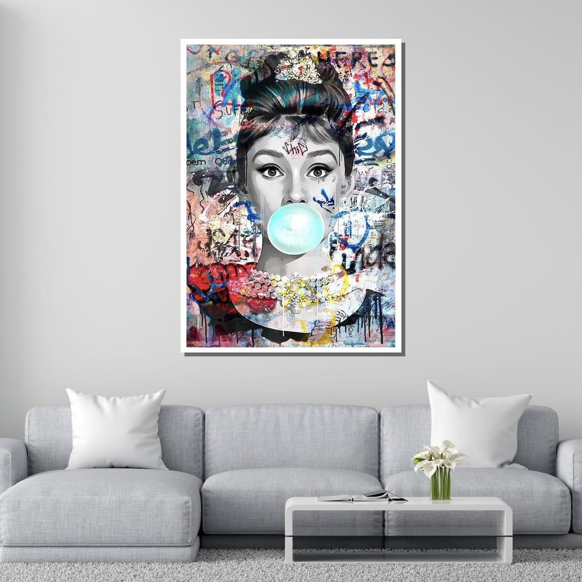 Audrey Hepburn Bubble Gum Graffiti Pop Art Street Style Wall Poster - Image 4