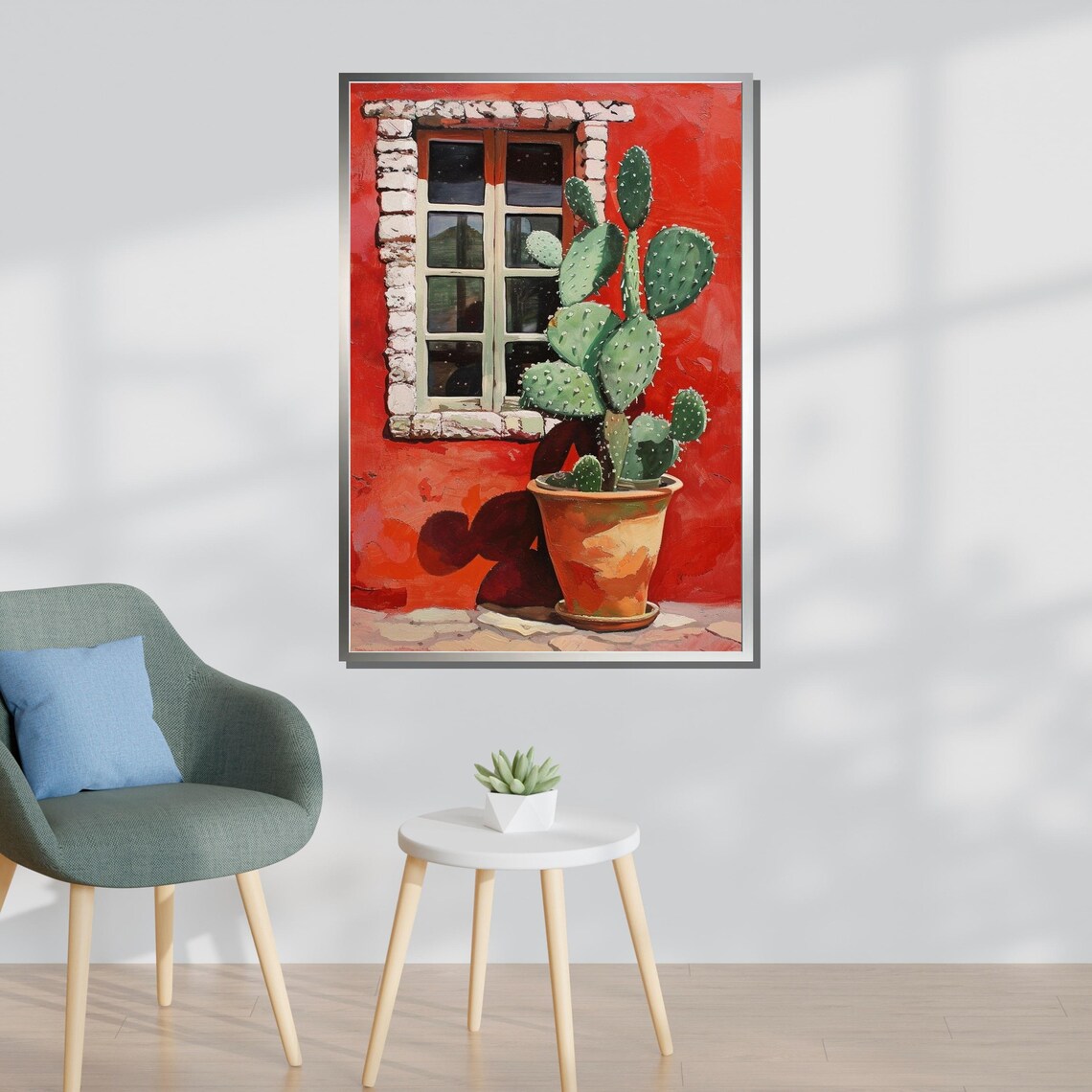 Cactus By The Window, Southwest Rustic Art Print - Image 3