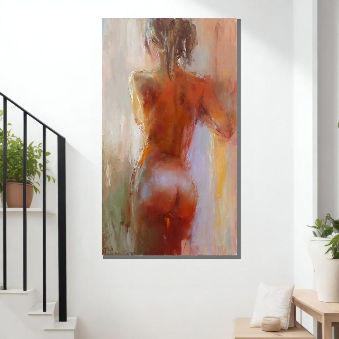 Nude Woman Back Warm Amber Tones Soft Painterly Figure Art Poster - Image 3