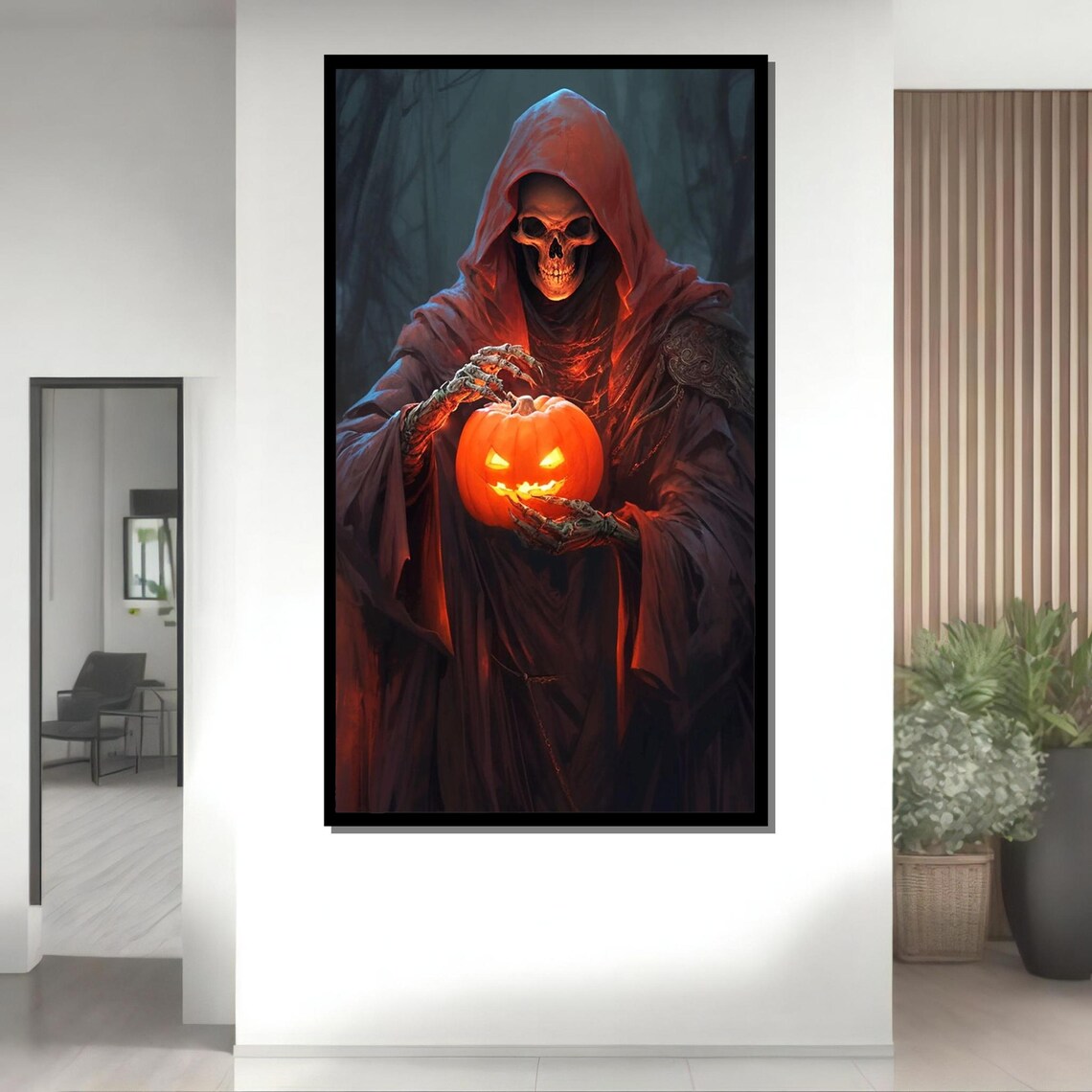 Grim Reaper Holding Glowing Jack O Lantern Pumpkin Halloween Gothic Horror Poster - Image 4