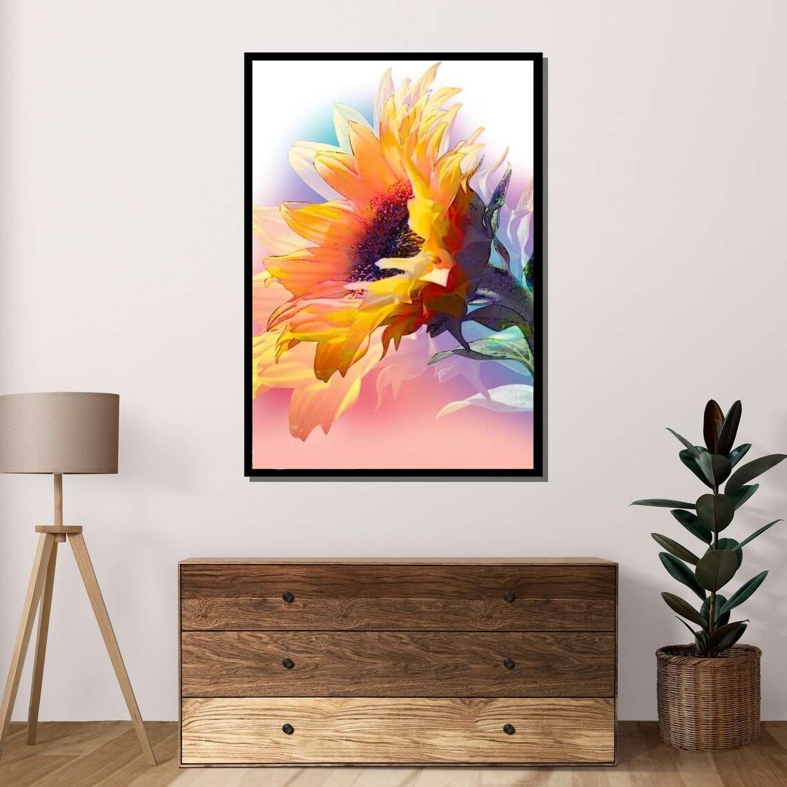 Vibrant Sunflower Art Print, Modern Floral Decor - Image 4