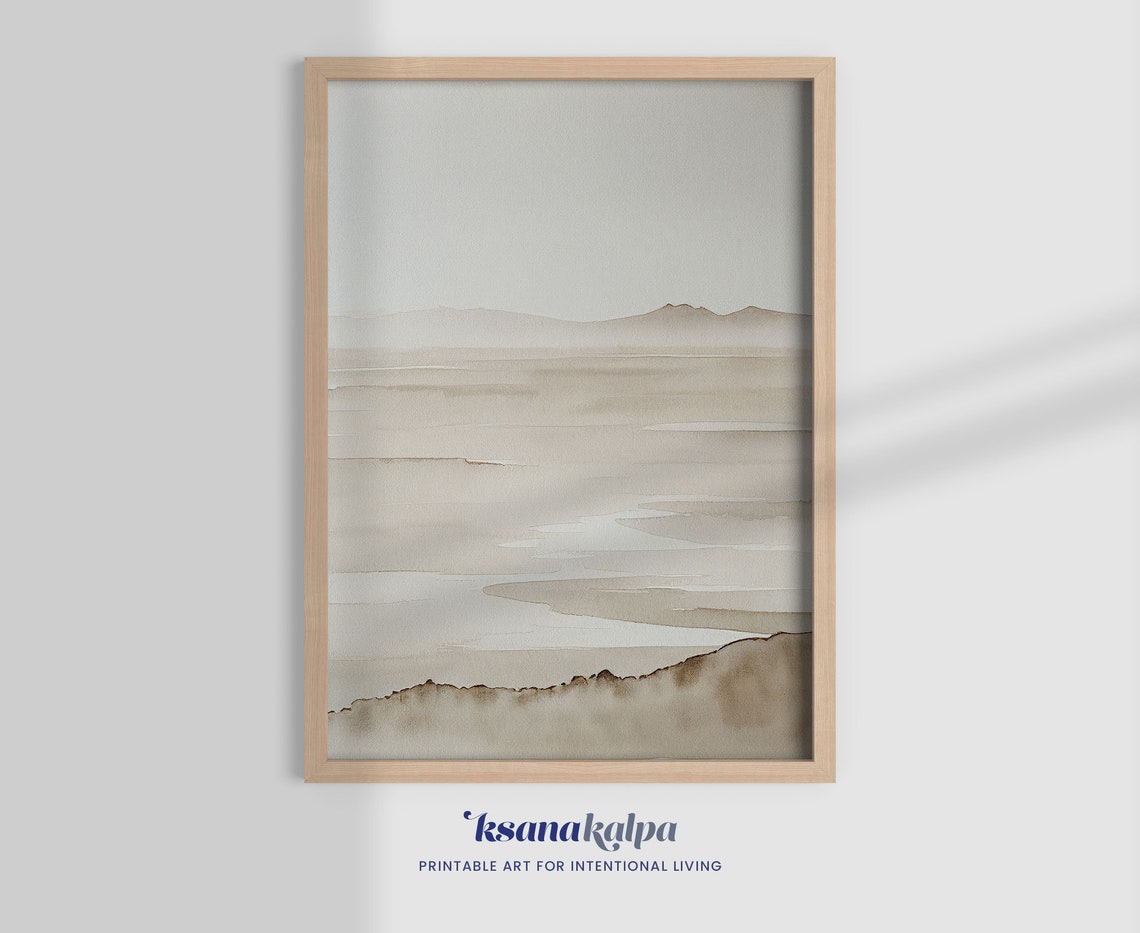 Neutral Beige Abstract Landscape Minimalist Japandi Wall Poster