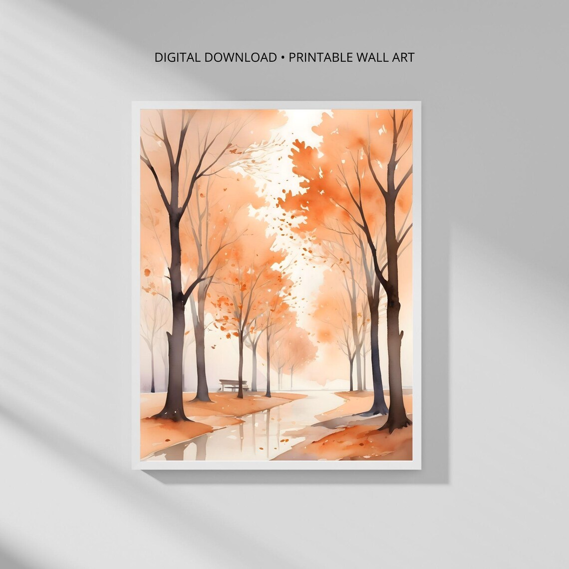 Modern Botanical Art Print, Autumn Park Minimalist Decor
