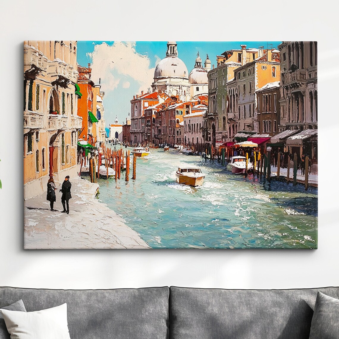 Venice Italy Gondola Boat River Landmark Oil Painting Watercolor Wall Art Framed Calming Canvas Poster Print Home Office Room Decor Gifts