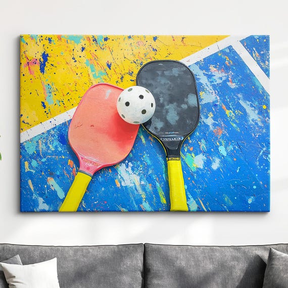 Pickleball Abstract Oil Painting Sports Racket Wall Art Framed Canvas Poster Print Interior Room Home Decor