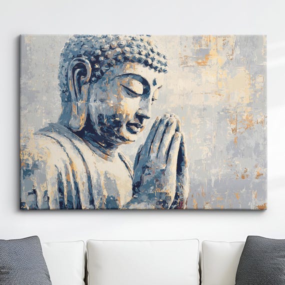 Buddha Art In Gold Style Abstract Oil Painting Buddhism Asia Spiritual Wall Decor Framed Canvas Poster For Home Religious Gifts