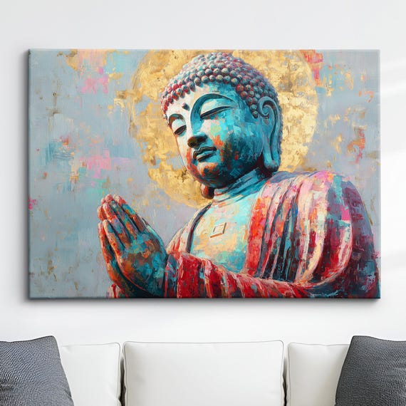 Buddha Art In Gold Style Abstract Oil Painting Buddhism Asia Spiritual Wall Decor Framed Canvas Poster For Home Religious Gifts