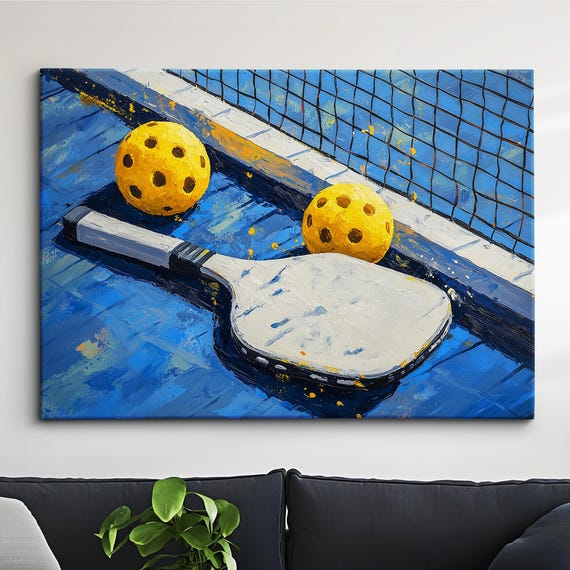 Pickleball Abstract Oil Painting Sports Racket Wall Art Framed Canvas Poster Print Interior Room Home Decor