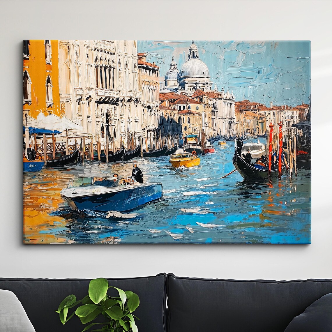 Venice Italy Gondola Boat River Landmark Oil Painting Watercolor Wall Art Framed Calming Canvas Poster Print Home Office Room Decor Gifts