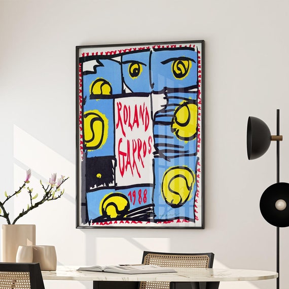 Roland Garros 1988 Print Tennis Poster Roland Garros Poster Sports Wall Art Tennis Print Mid Century Modern Wall Art