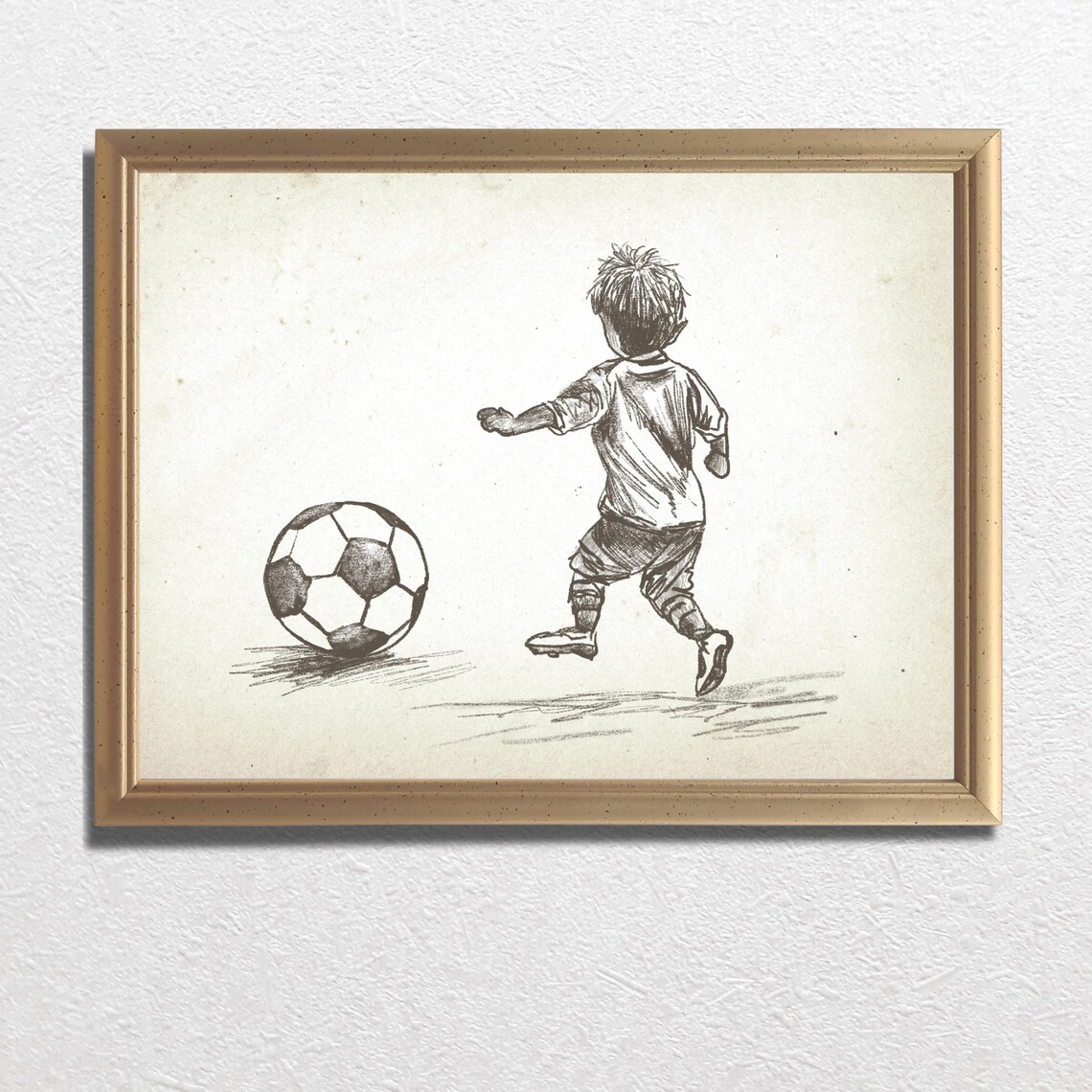 Vintage Football Nursery Art Print, Soccer Sketch - Image 3