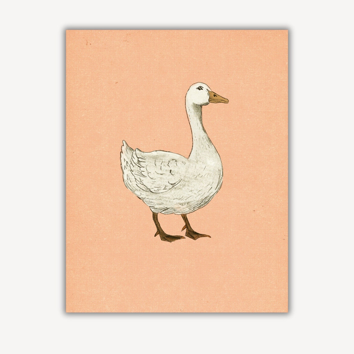 White Goose Nursery Sketch Blush Pink Background Farmhouse Poster - Image 5