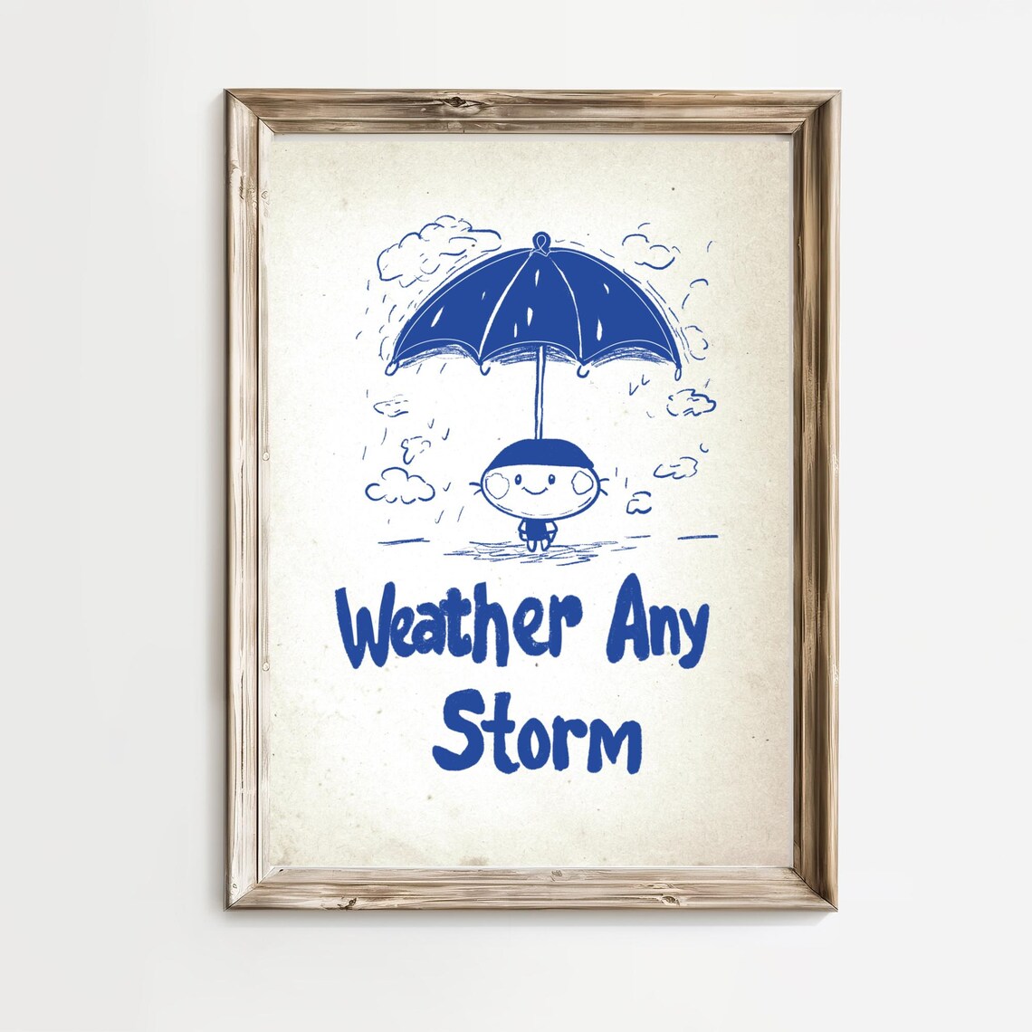 Weather Any Storm Cute Umbrella Rain Motivational Quote Poster