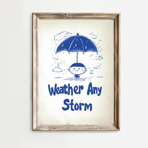 Retro Motivational Quote Poster Weather The Storm Print Modern Retro Decor Motivational Prints Vintage Wall Art Poster Positivity Decor