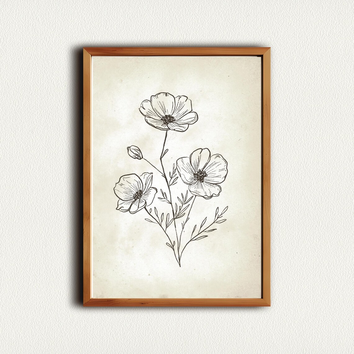Wildflower Botanical Line Drawing Minimalist Ink Sketch Art Poster - Image 5