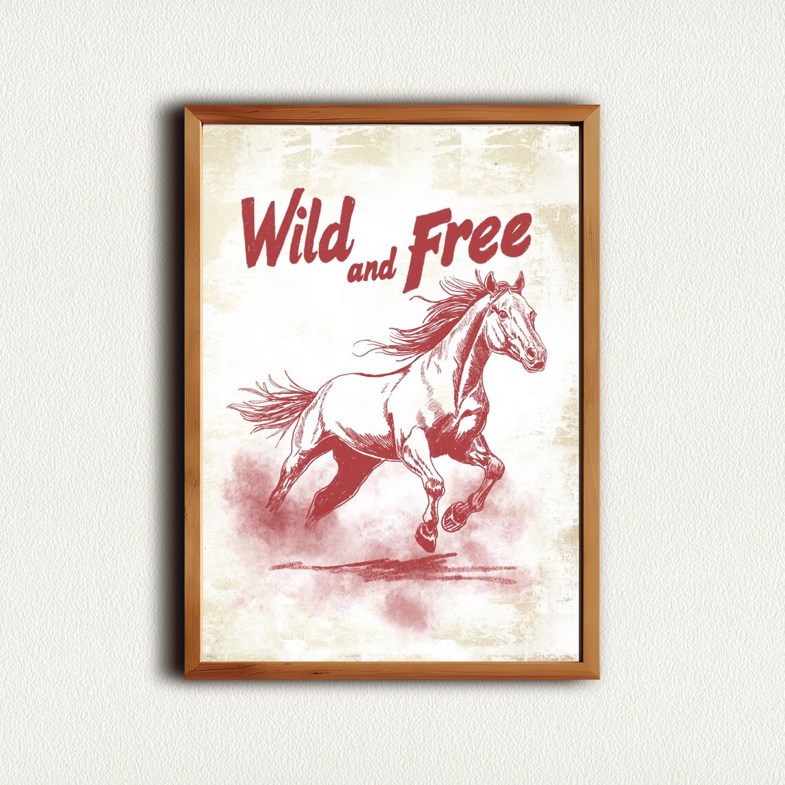 Wild and Free Galloping Horse Vintage Rustic Western Cowgirl Poster - Image 3