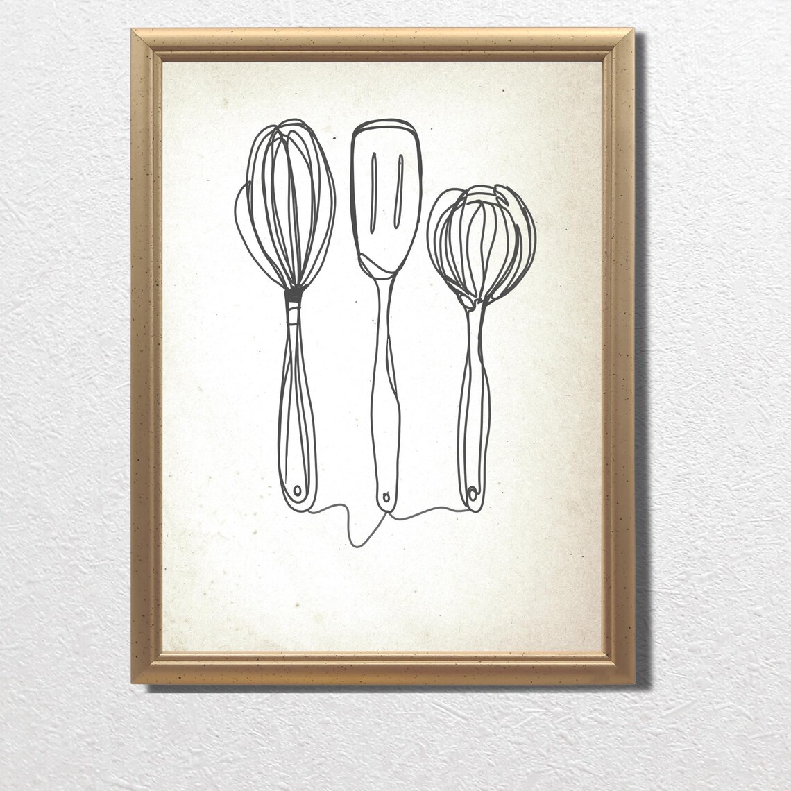 Kitchen Utensils Line Drawing, Kitchen Art Print - Image 3