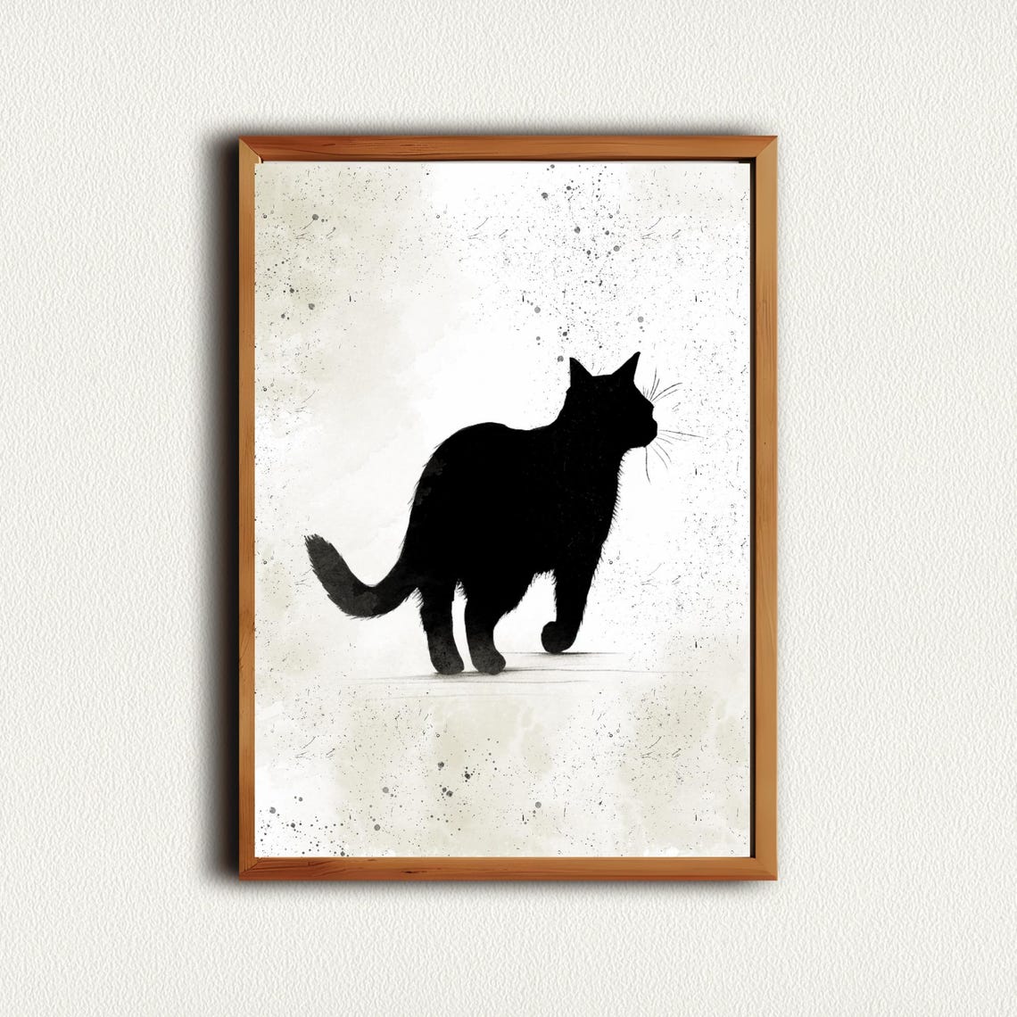 Black Cat Strolling in Profile Ink Art Minimalist Style Poster - Image 5