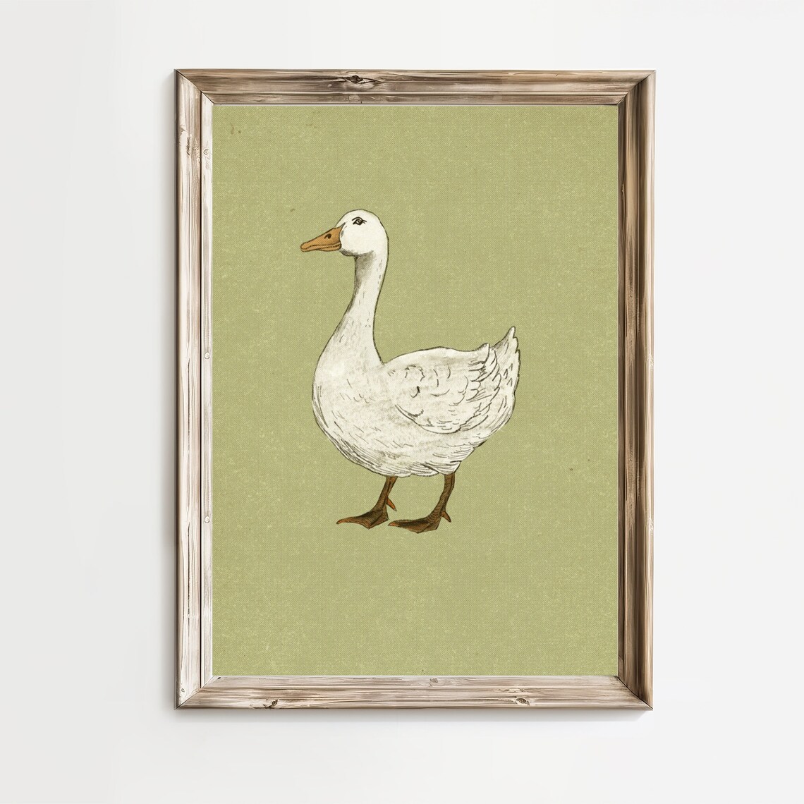 White Goose Vintage Country Farm Animal Rustic Nursery Art Poster