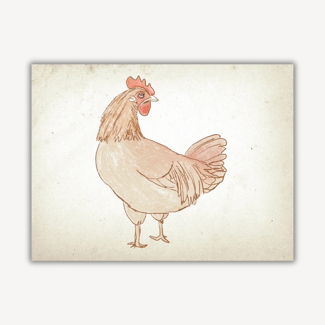 Chicken Hen Antique Ink Sketch Neutral Farmhouse Nursery Poster - Image 2
