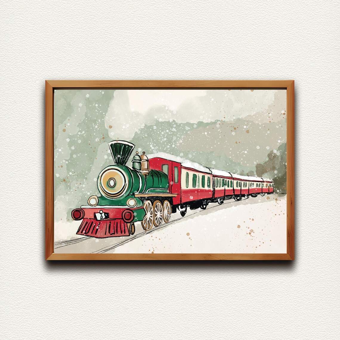 Christmas Steam Train In Falling Snow Vintage Holiday Style Poster - Image 4