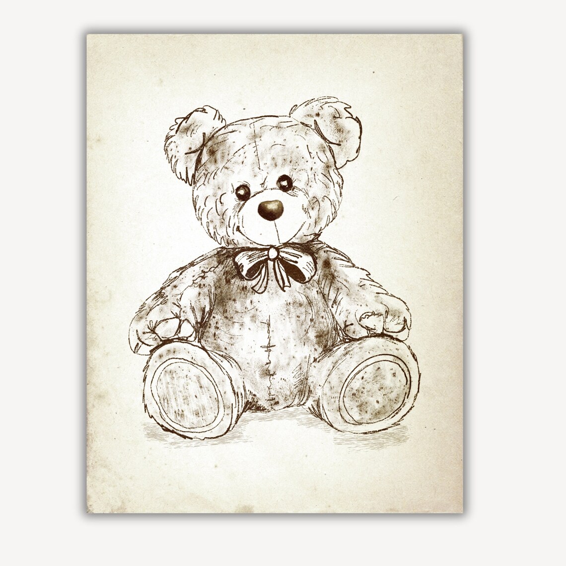 Vintage Teddy Bear Sketch, Nursery Room Art Print - Image 3