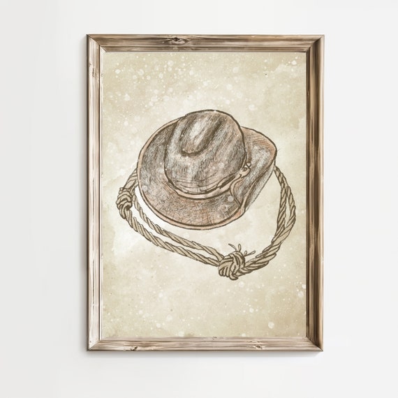 Cowboy Hat Wall Art Print Vintage Western Southwestern Country Art Rustic Room Prints