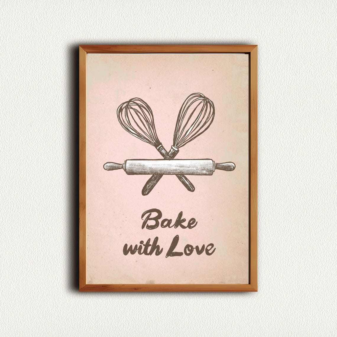 Bake With Love Crossed Whisks Rolling Pin Kitchen Quote Poster - Image 4