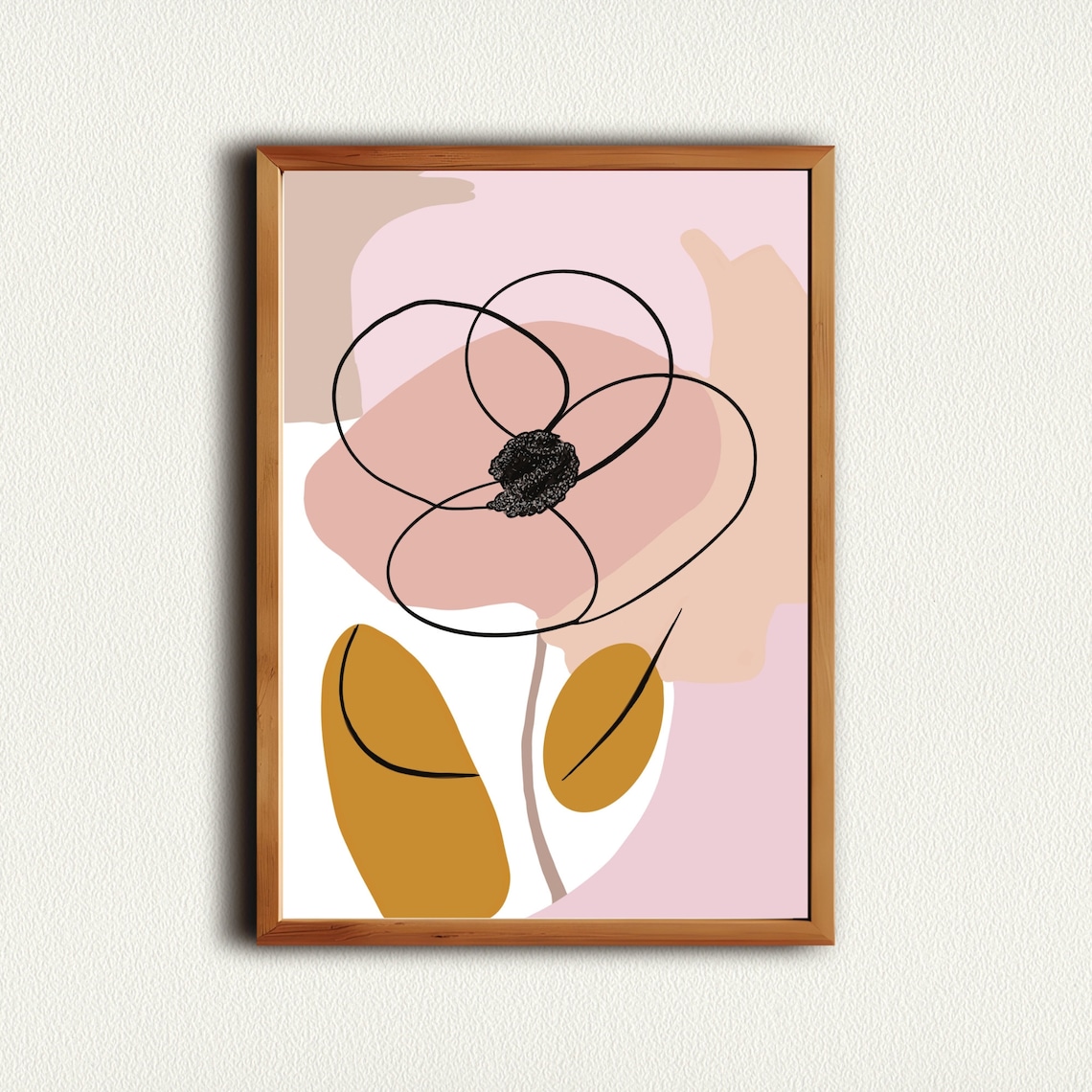 Abstract Line Flower Minimalist Blush Pink Modern Art Poster