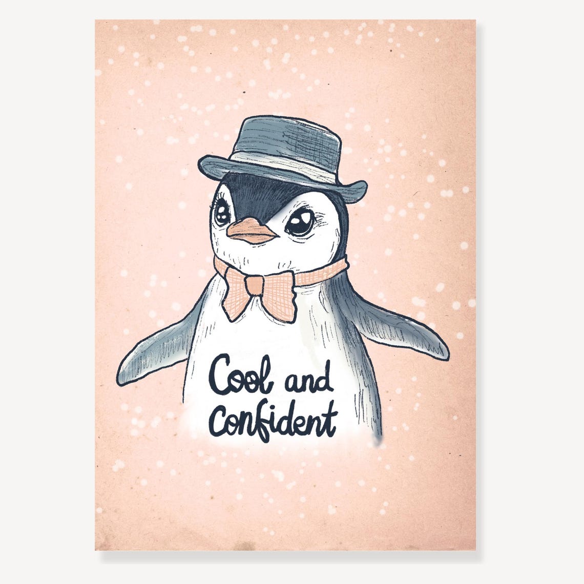 Cool and Confident Penguin with Hat Kids Room Affirmation Poster - Image 2