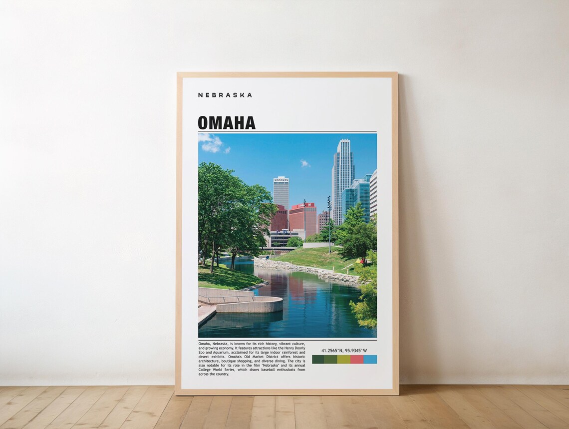 Omaha Nebraska Downtown Skyline Riverfront City Photo Poster
