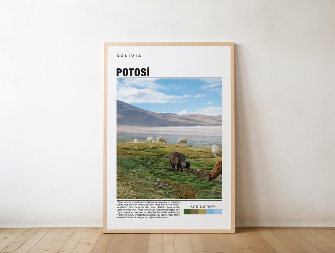 Potosi Bolivia Alpacas Grazing Highland Andes Mountain Travel Poster