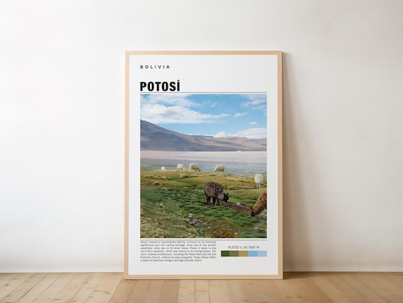 Potos Print Bolivia Poster Silver City Travel Art Mountain Views Historic Charm Scenic Streets Mining Legacy Andean Culture