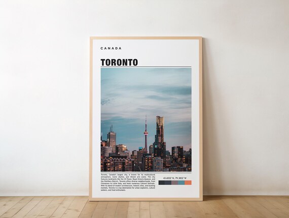 Toronto Canada Skyline Photo Travel Print With CN Tower Landmark