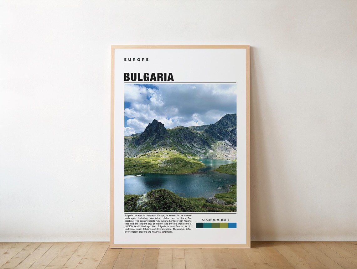 Bulgaria Europe Mountain Lake Summer Hiking Travel Photo Poster