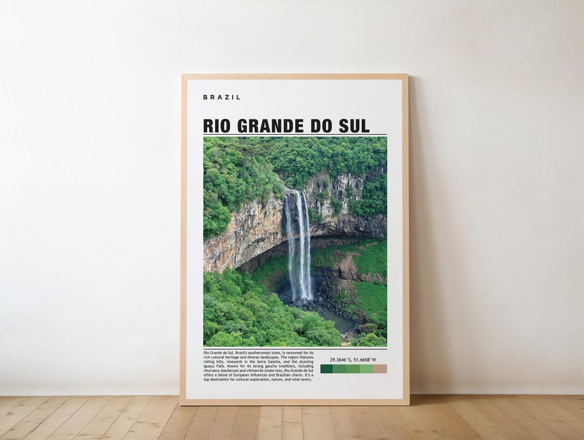 Rio Grande Do Sul Brazil Waterfall Canyon Nature Photo Poster