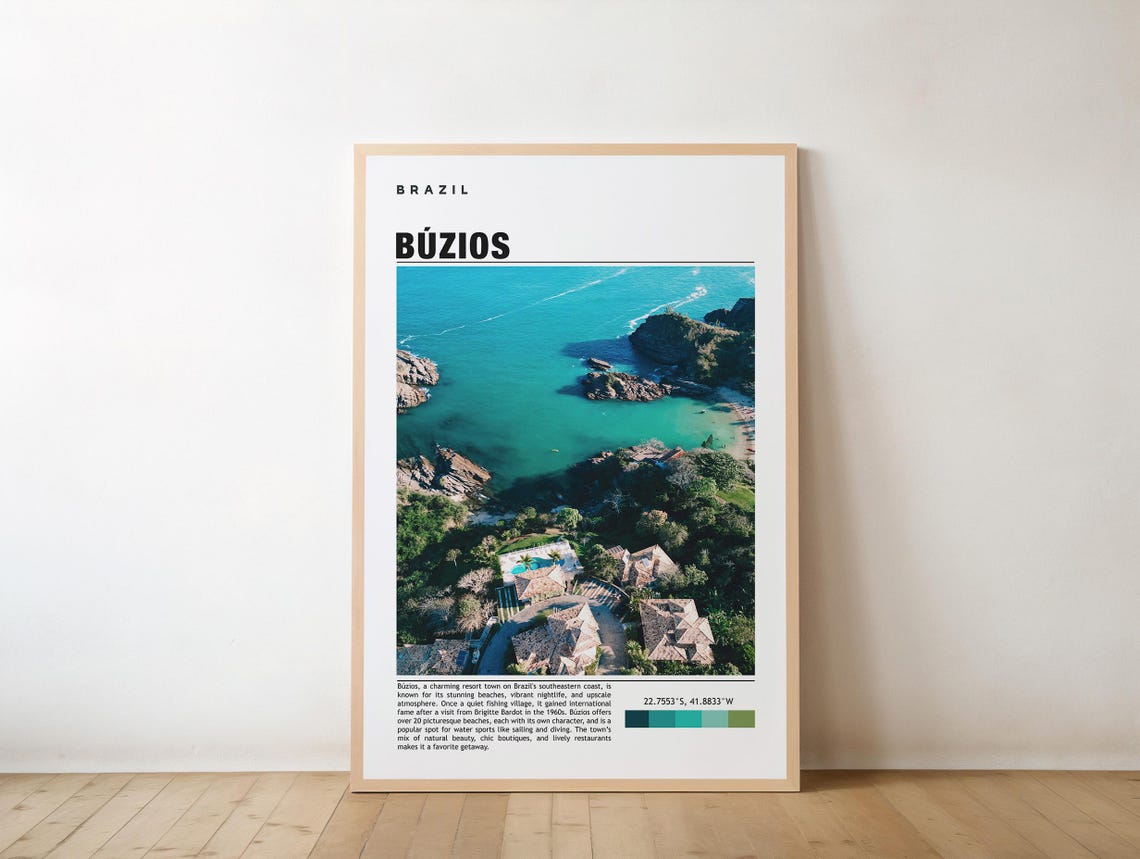 Buzios Brazil Aerial Turquoise Coastline Beach Resort Poster