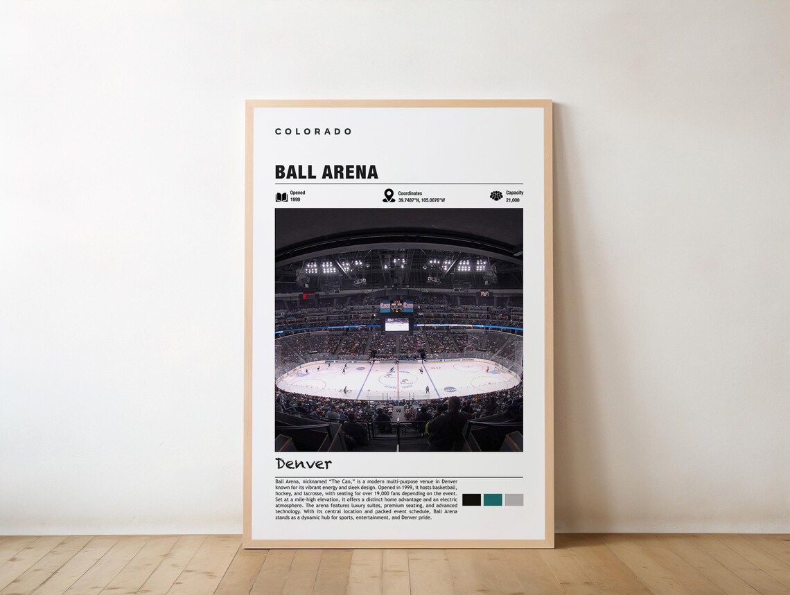 Ball Arena Denver Hockey Night Interior Stadium Photography Poster