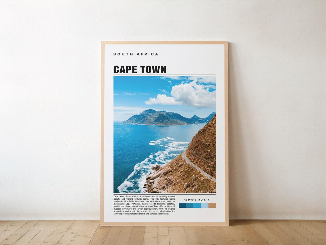Cape Town South Africa Coastal Road Aerial Photo Travel Poster