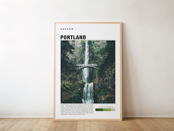 Portland Oregon Multnomah Falls Gorge Travel Poster Photo Artwork
