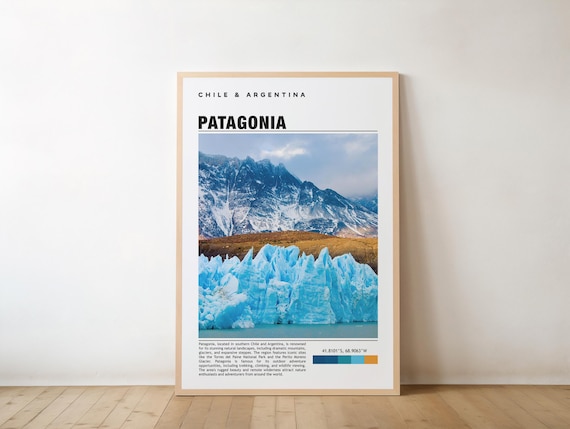 Patagonia Glacier and Mountains Chile Argentina Travel Poster