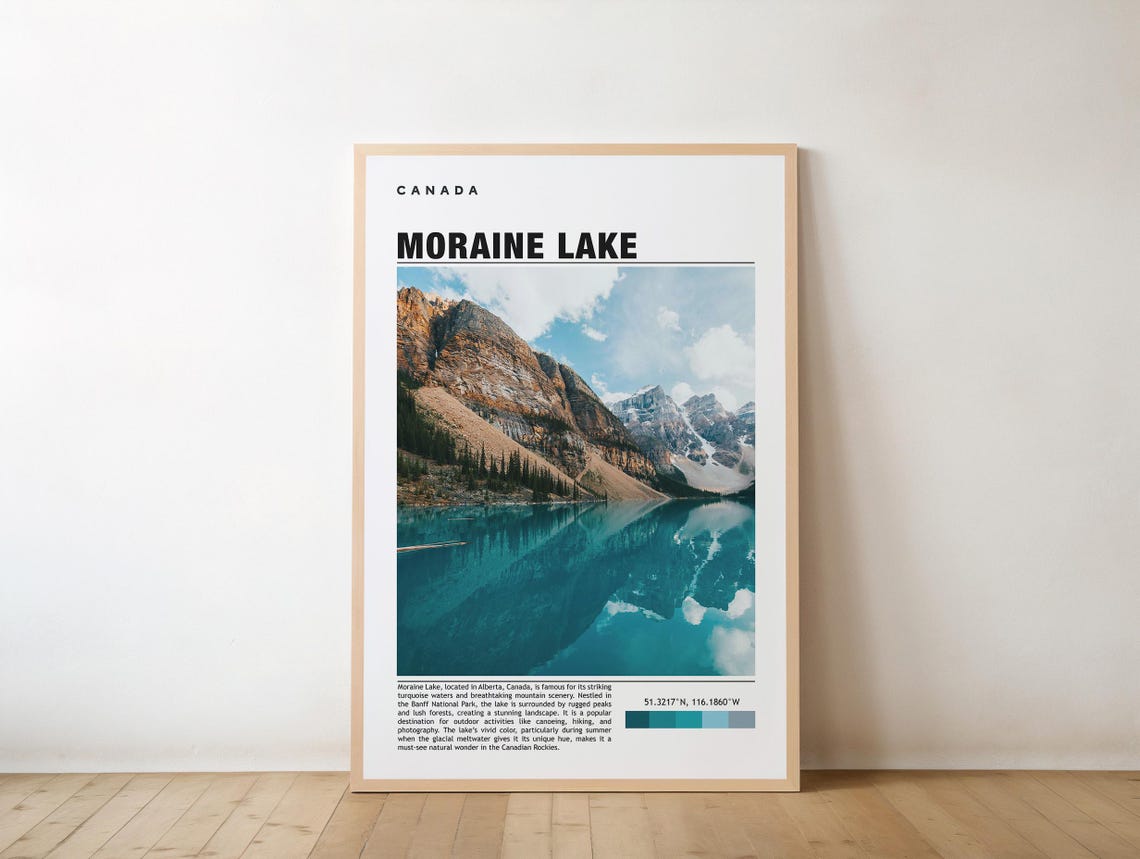 Moraine Lake Canada Turquoise Alpine Water Travel Photo Print