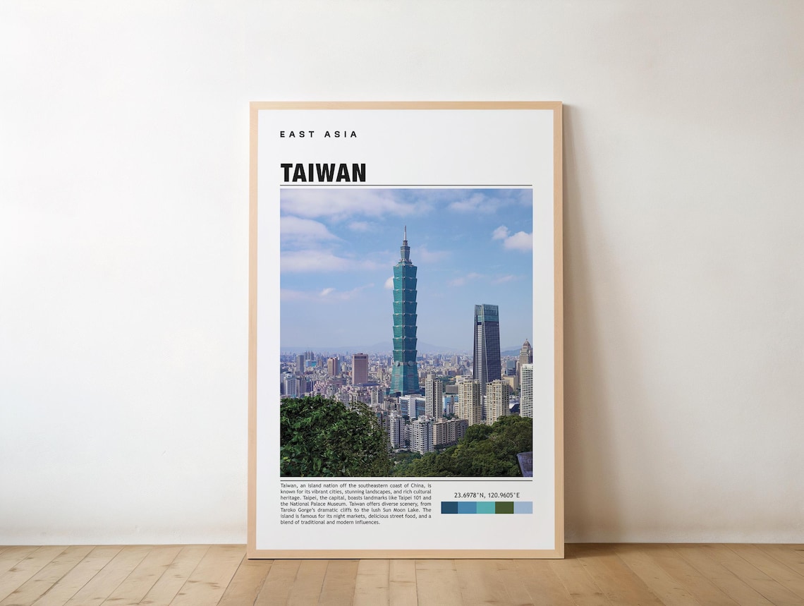 Taiwan Taipei 101 Tower City Skyline East Asia Travel Poster