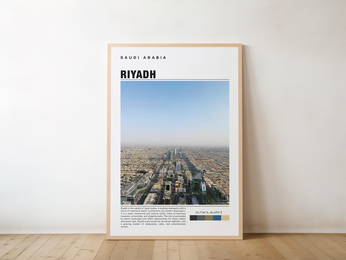Riyadh Saudi Arabia Modern City Skyline Aerial Photo Travel Poster