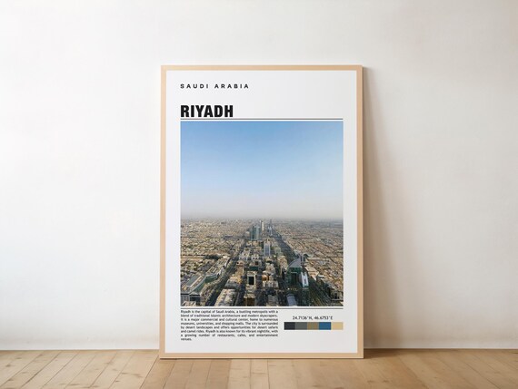 Riyadh Saudi Arabia Modern City Skyline Aerial Photo Travel Poster