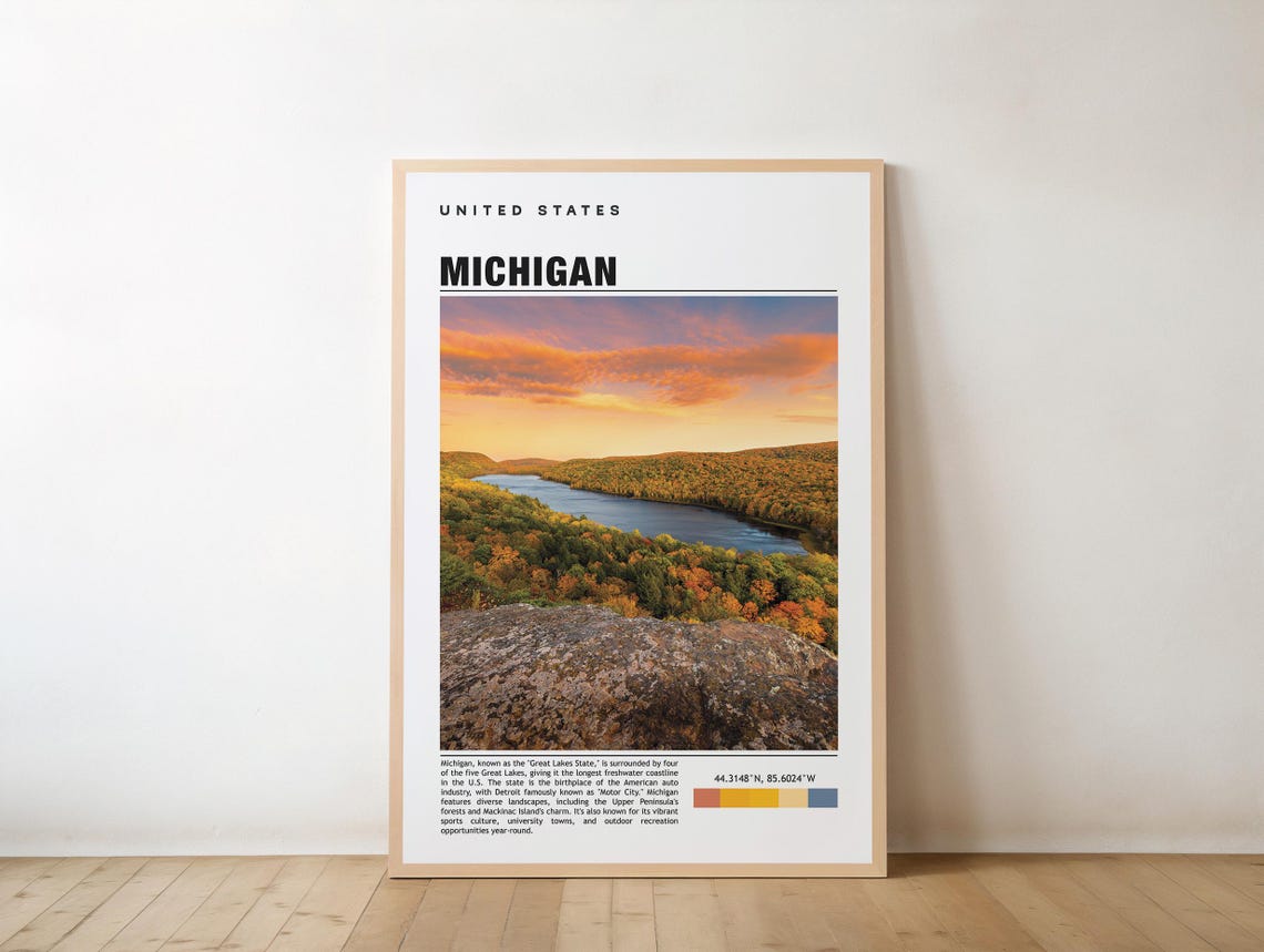 Michigan Great Lakes State Autumn Sunset Photo Travel Poster