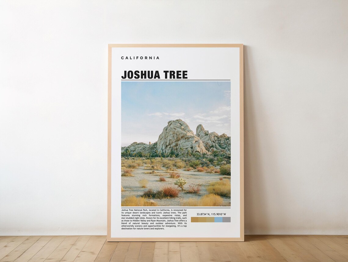 Joshua Tree Desert Granite Boulders California National Park Poster