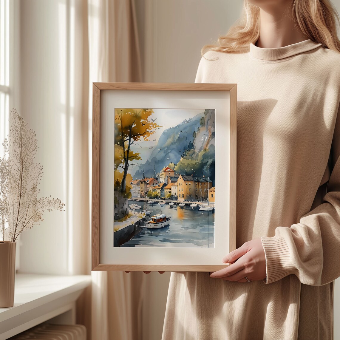 Bergen Watercolor Painting Norway Travel Poster - Image 2