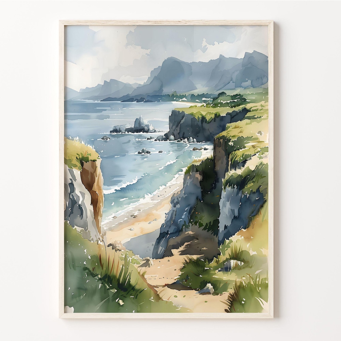 Antrim Coast And Glens AONB Travel Poster, Watercolor